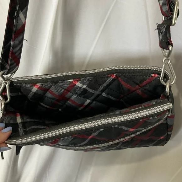 Vera Bradley Women’s Black/Red/Gray/White Plaid Crossbody Purse - Picture 4 of 12